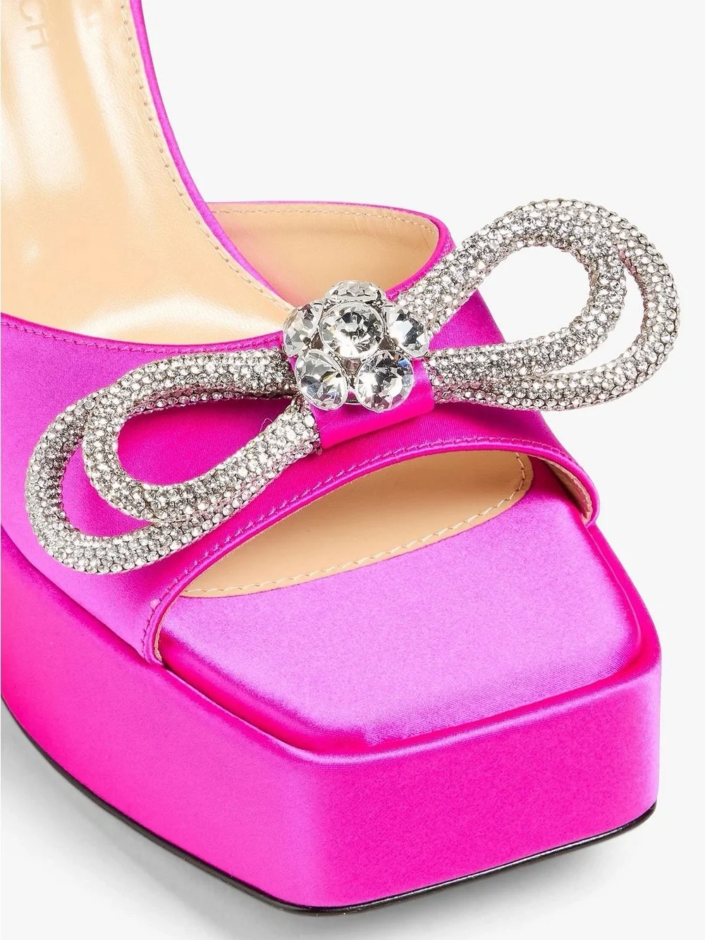 MACH & MACH - Double Bow - 140 Silk Ankle Strap Sandals - 38 - New - Fuchsia